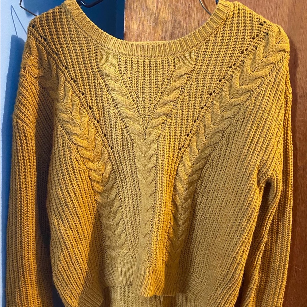 Cute cable knit yellow sweater